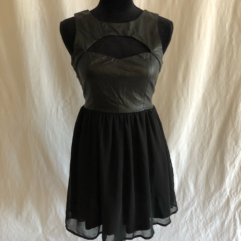 L’atiste by Amy Black Leather & Sheer Dress